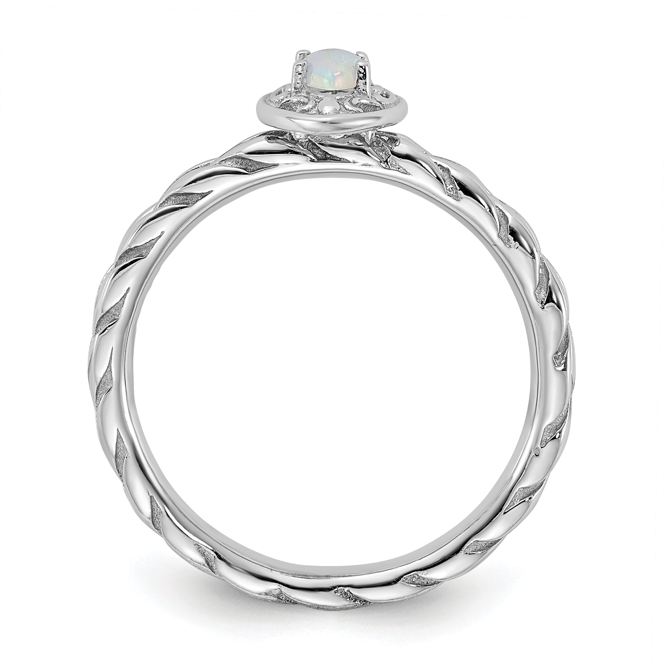 Sterling Silver Stackable Expressions Created Opal Ring Secondary image