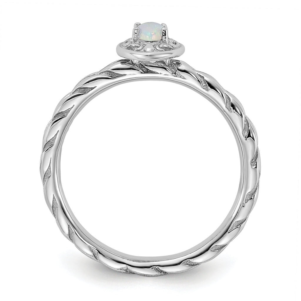Sterling Silver Stackable Expressions Created Opal Ring