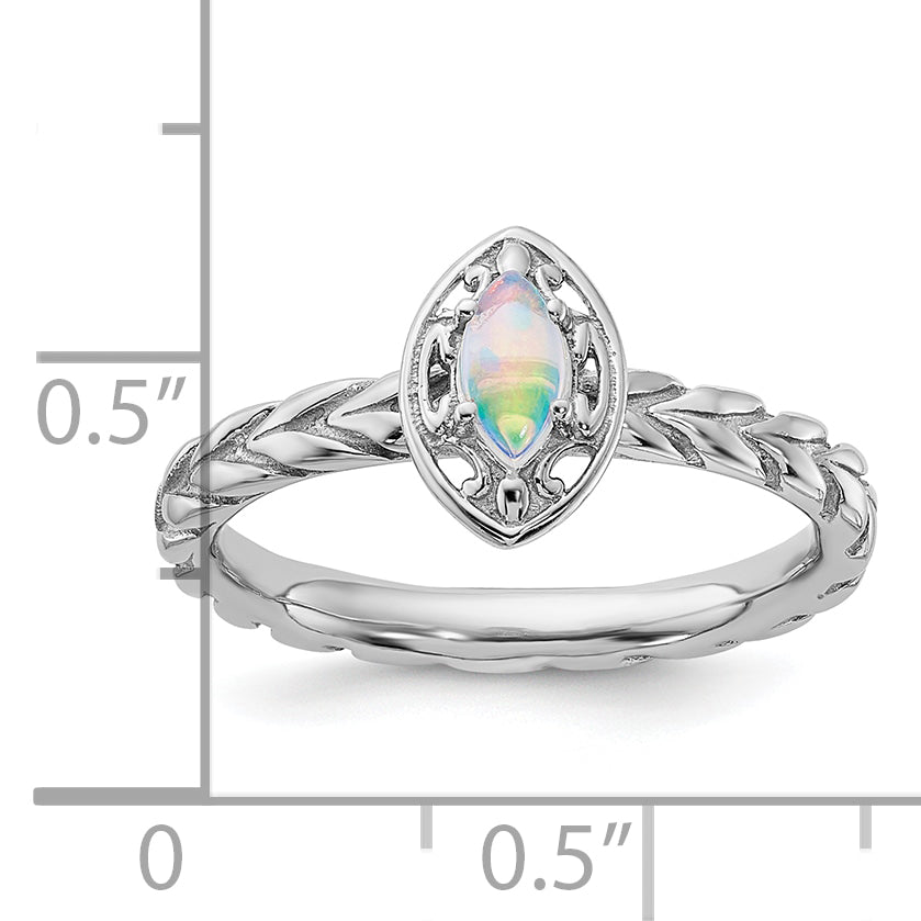 Sterling Silver Stackable Expressions Created Opal Ring
