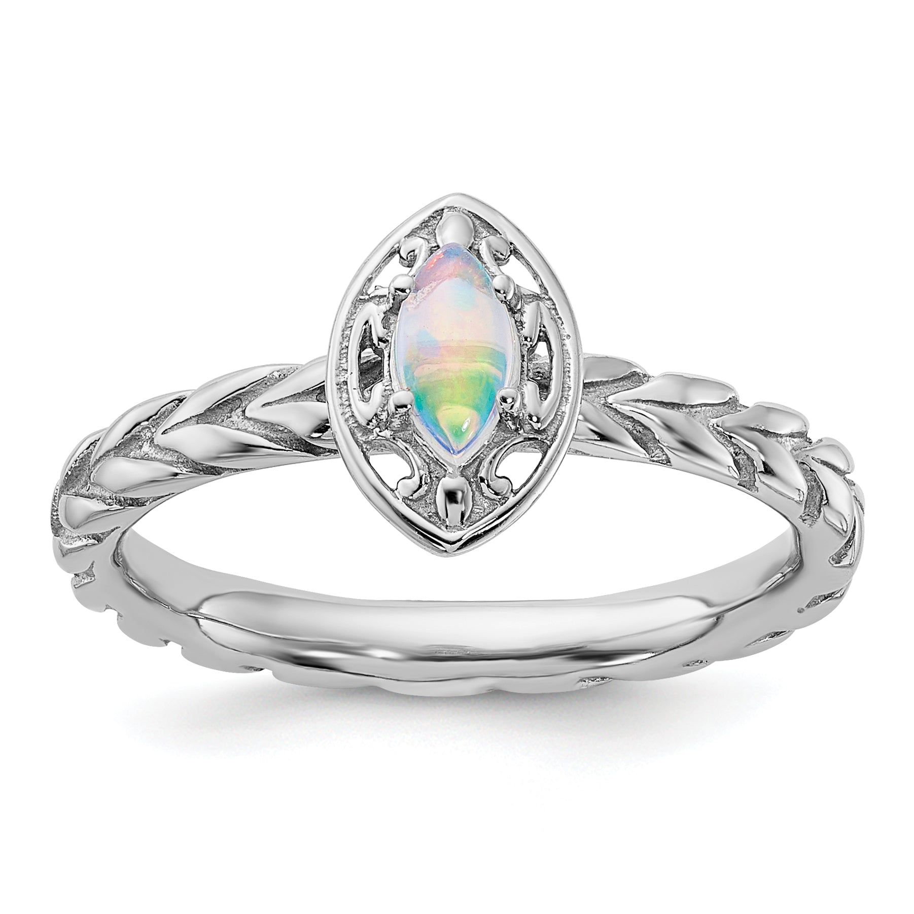 Sterling Silver Stackable Expressions Created Opal Ring Main image