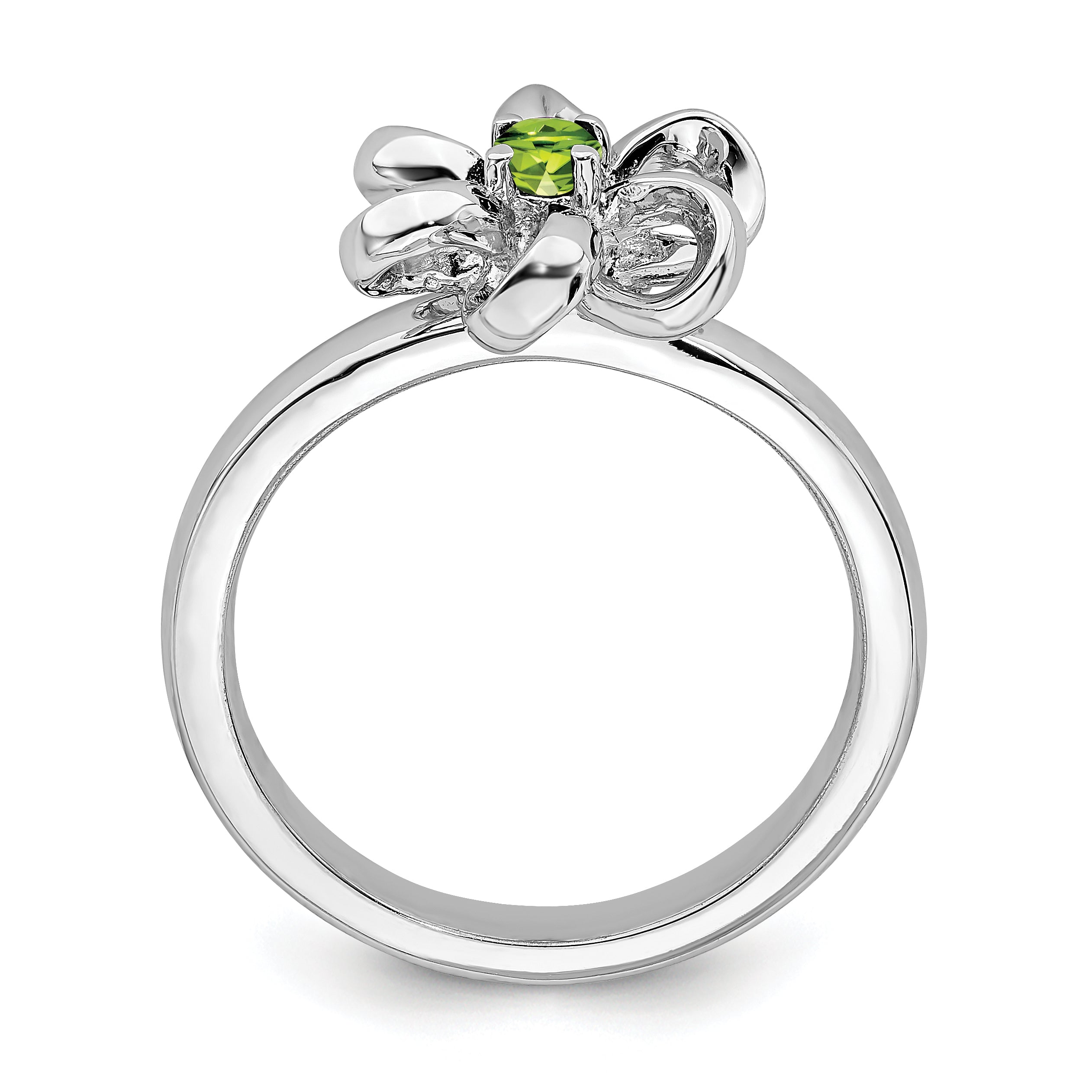 Sterling Silver Stackable Expressions Polished Peridot Flower Ring Secondary image