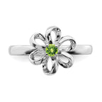 Sterling Silver Stackable Expressions Polished Peridot Flower Ring