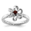 Sterling Silver Stackable Expressions Polished Garnet Flower Ring