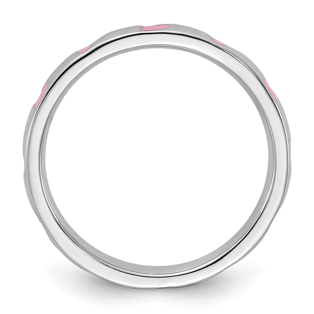 Sterling Silver Stackable Expressions Pink Enameled Ring