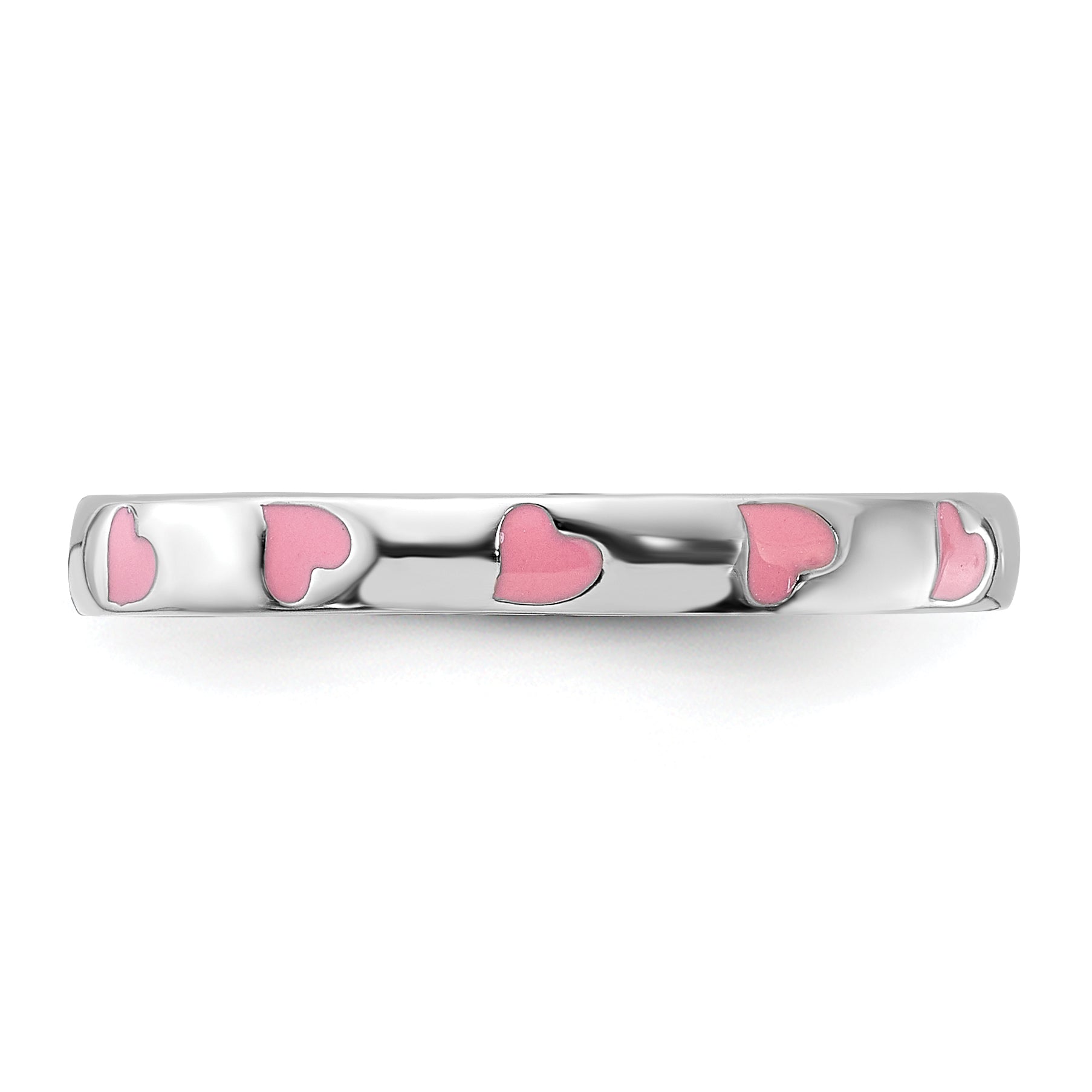 Sterling Silver Stackable Expressions Pink Enameled Ring - Sophia Jewelers