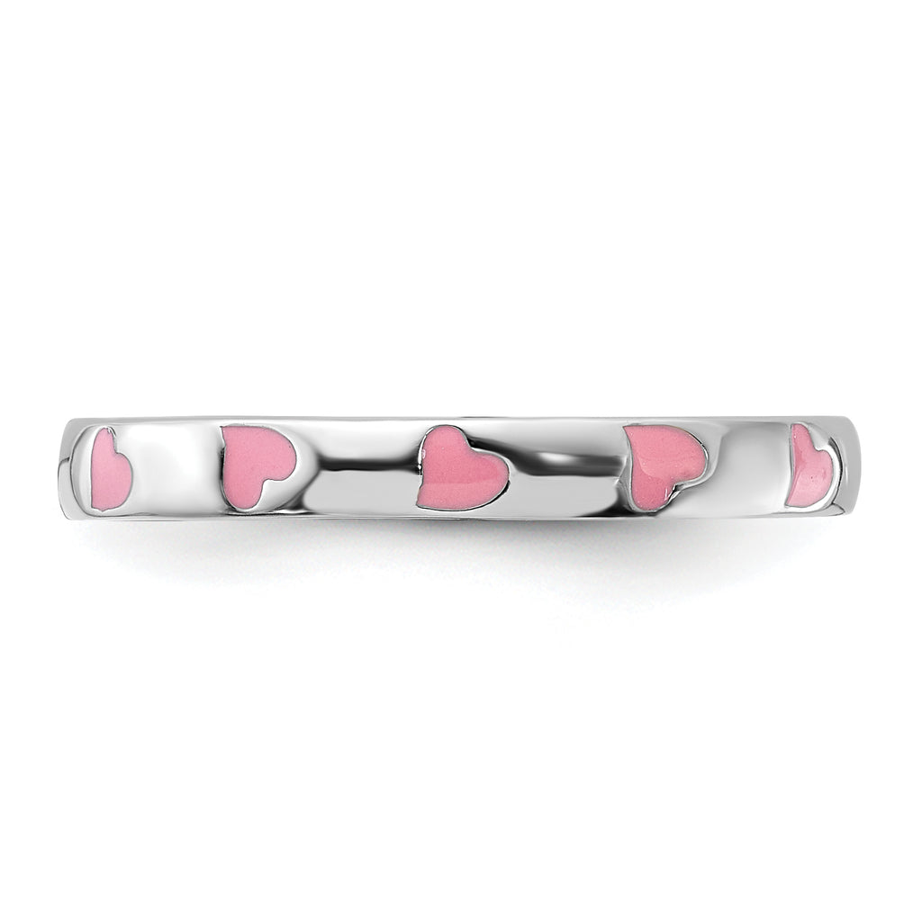 Sterling Silver Stackable Expressions Pink Enameled Ring