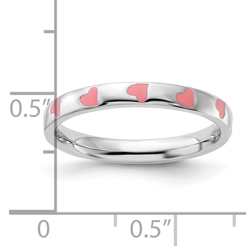 Sterling Silver Stackable Expressions Pink Enameled Ring