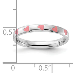 Sterling Silver Stackable Expressions Pink Enameled Ring