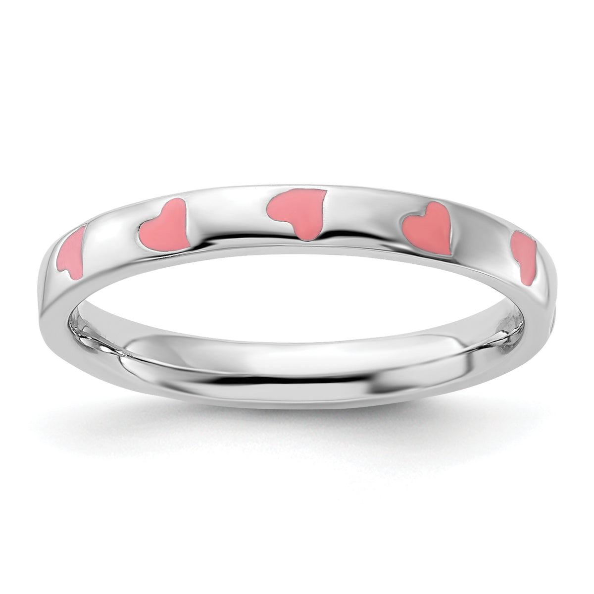 Sterling Silver Stackable Expressions Pink Enameled Ring - Sophia Jewelers