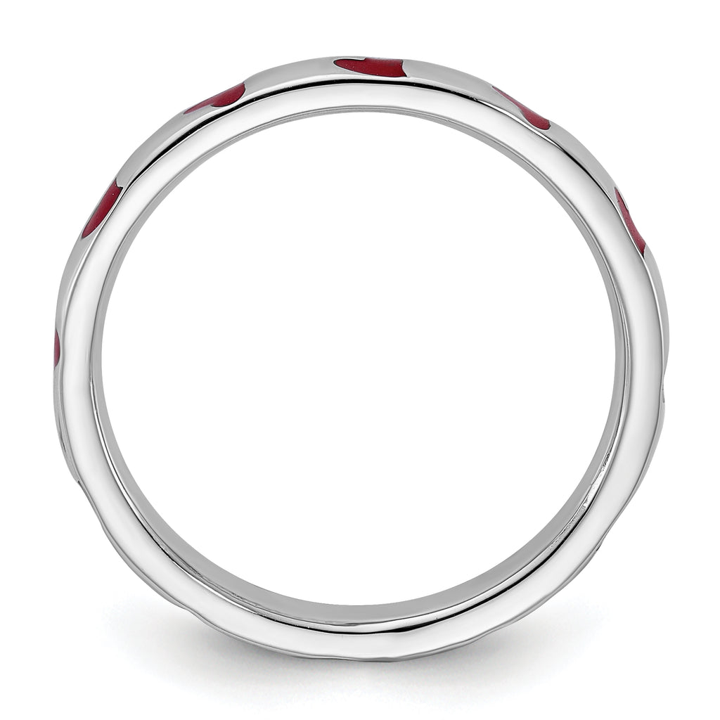 Sterling Silver Stackable Expressions Red Enameled Ring