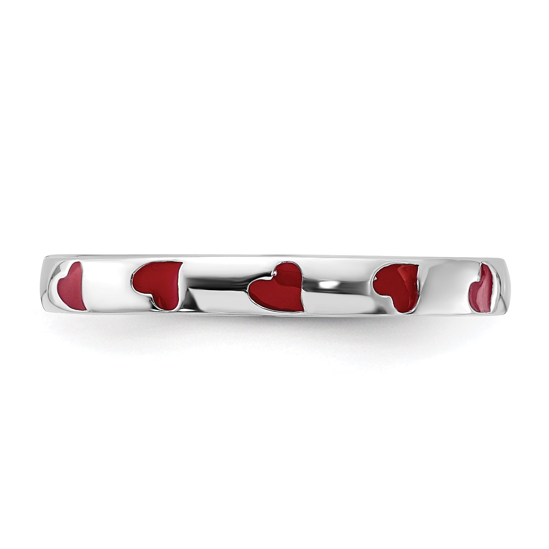 Sterling Silver Stackable Expressions Red Enameled Ring