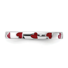 Sterling Silver Stackable Expressions Red Enameled Ring