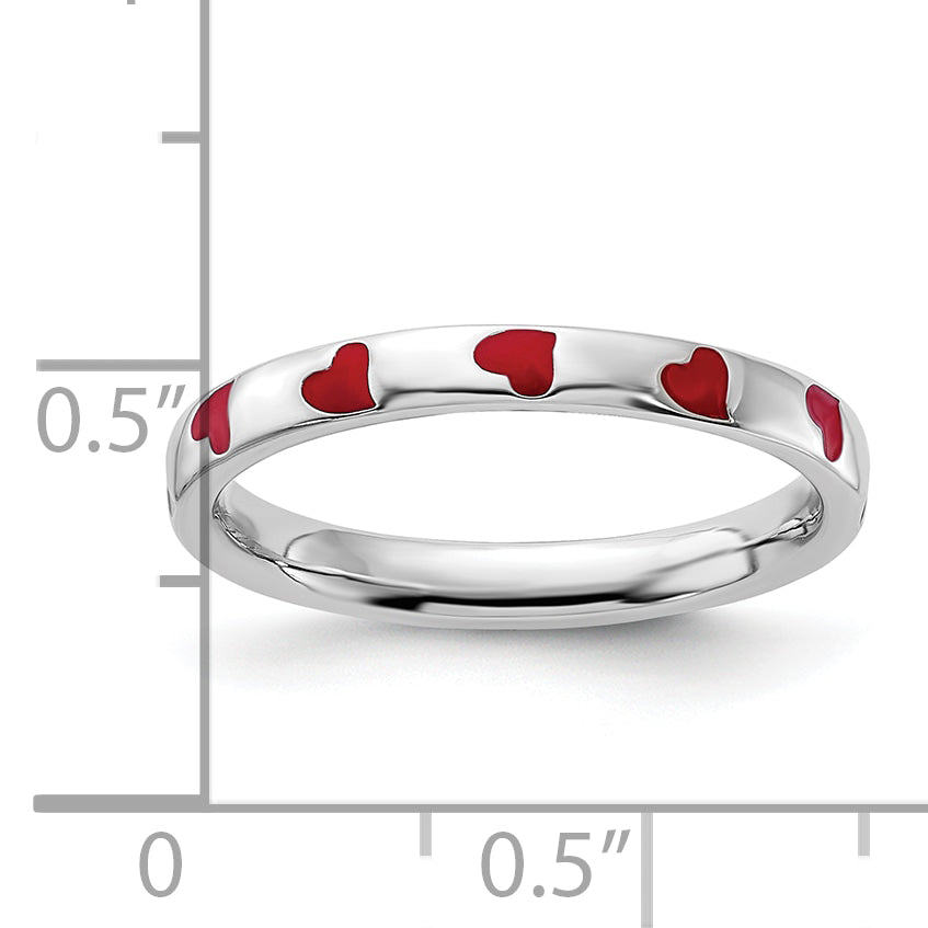 Sterling Silver Stackable Expressions Red Enameled Ring