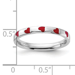 Sterling Silver Stackable Expressions Red Enameled Ring