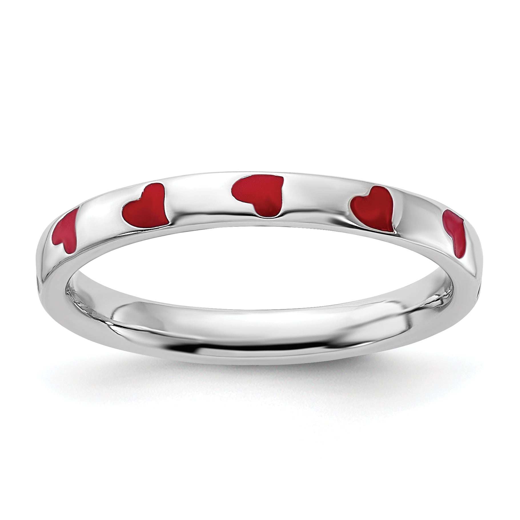 Sterling Silver Stackable Expressions Red Enameled Ring Main image