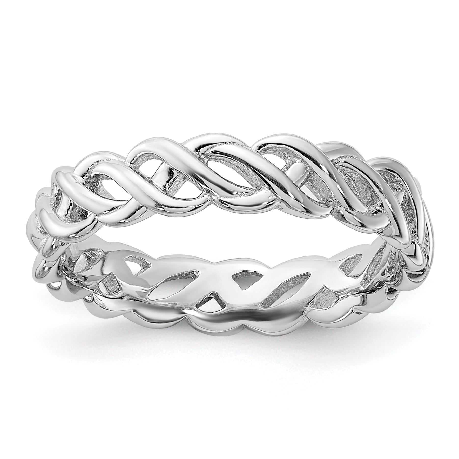 Sterling Silver Stackable Expressions Carved Band Ring Main image