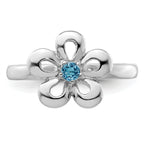 Sterling Silver Stackable Expressions Polished Blue Topaz Flower Ring