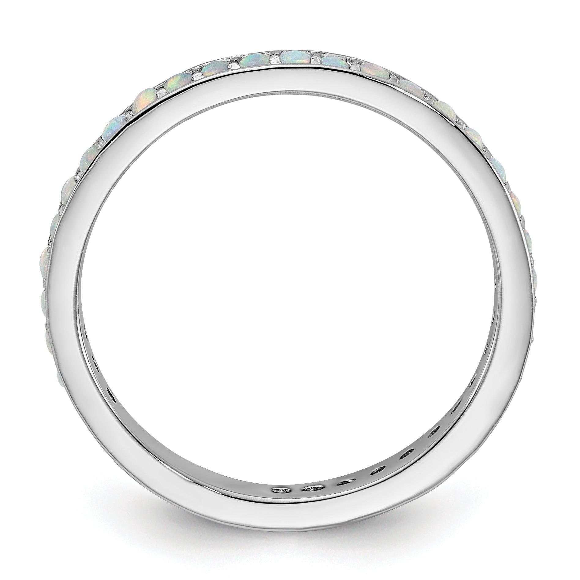 Sterling Silver Stackable Expressions Created Opal Ring Secondary image