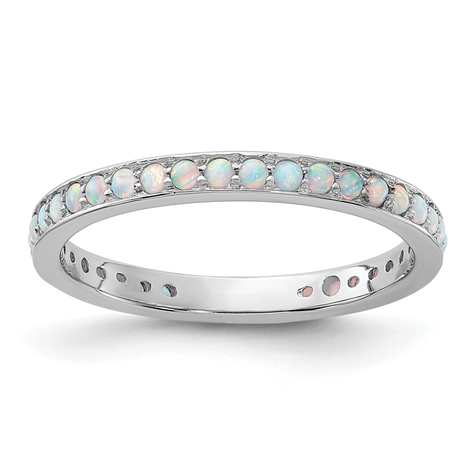 Sterling Silver Stackable Expressions Created Opal Ring Main image