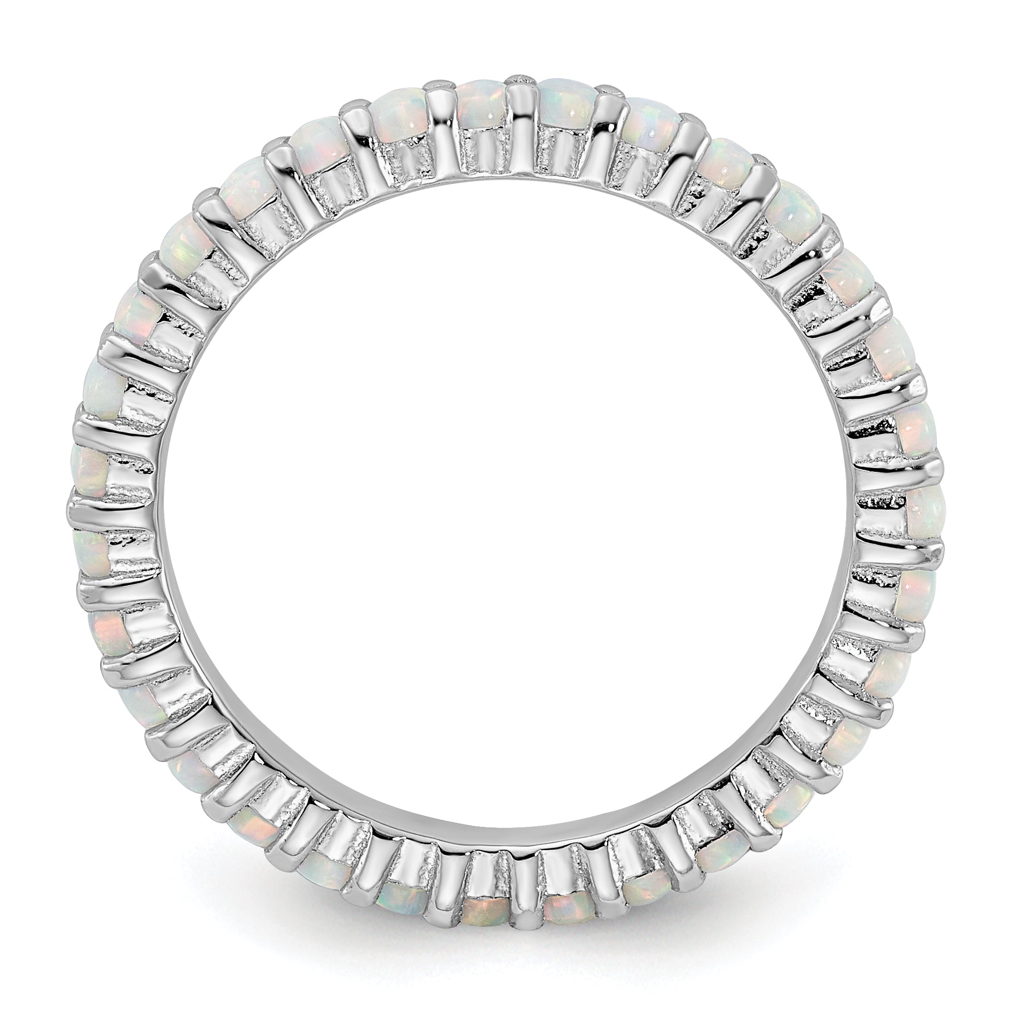 Sterling Silver Stackable Expressions Created Opal Ring Secondary image