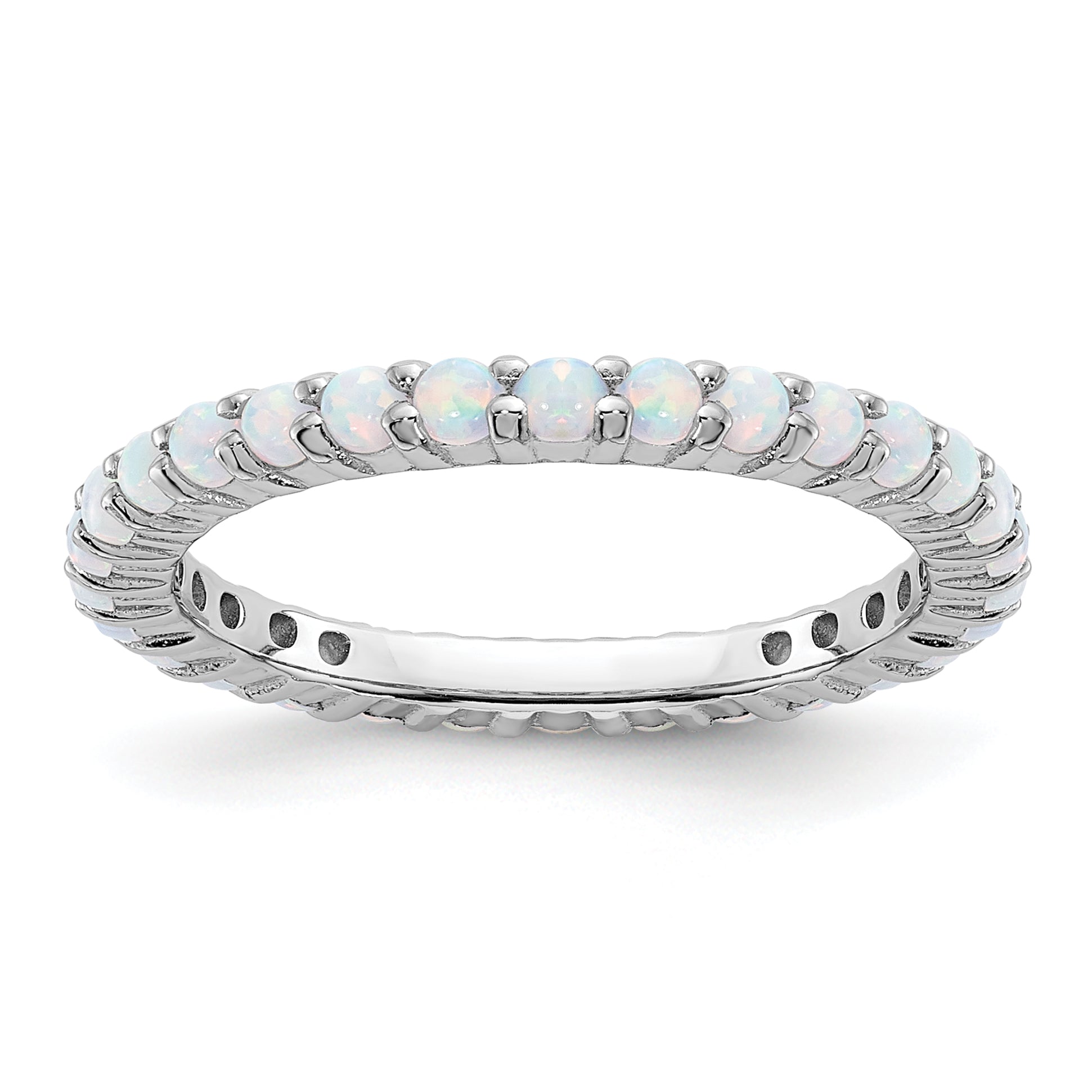Sterling Silver Stackable Expressions Created Opal Ring Main image
