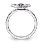 Sterling Silver Stackable Expressions Polished Amethyst Flower Ring