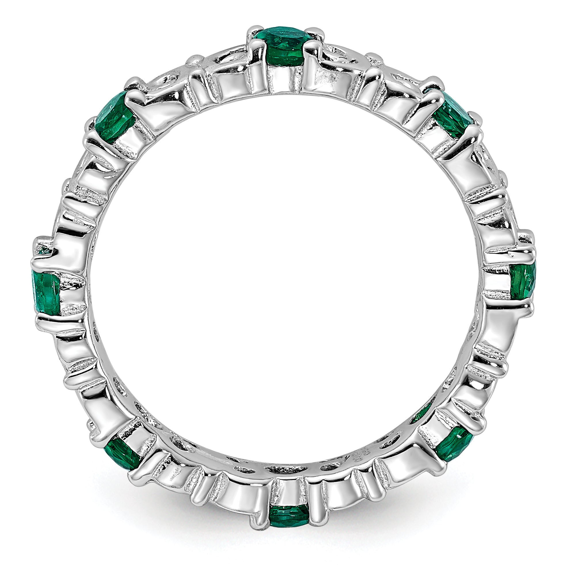 Sterling Silver Stackable Expressions Created Emerald Ring Secondary image