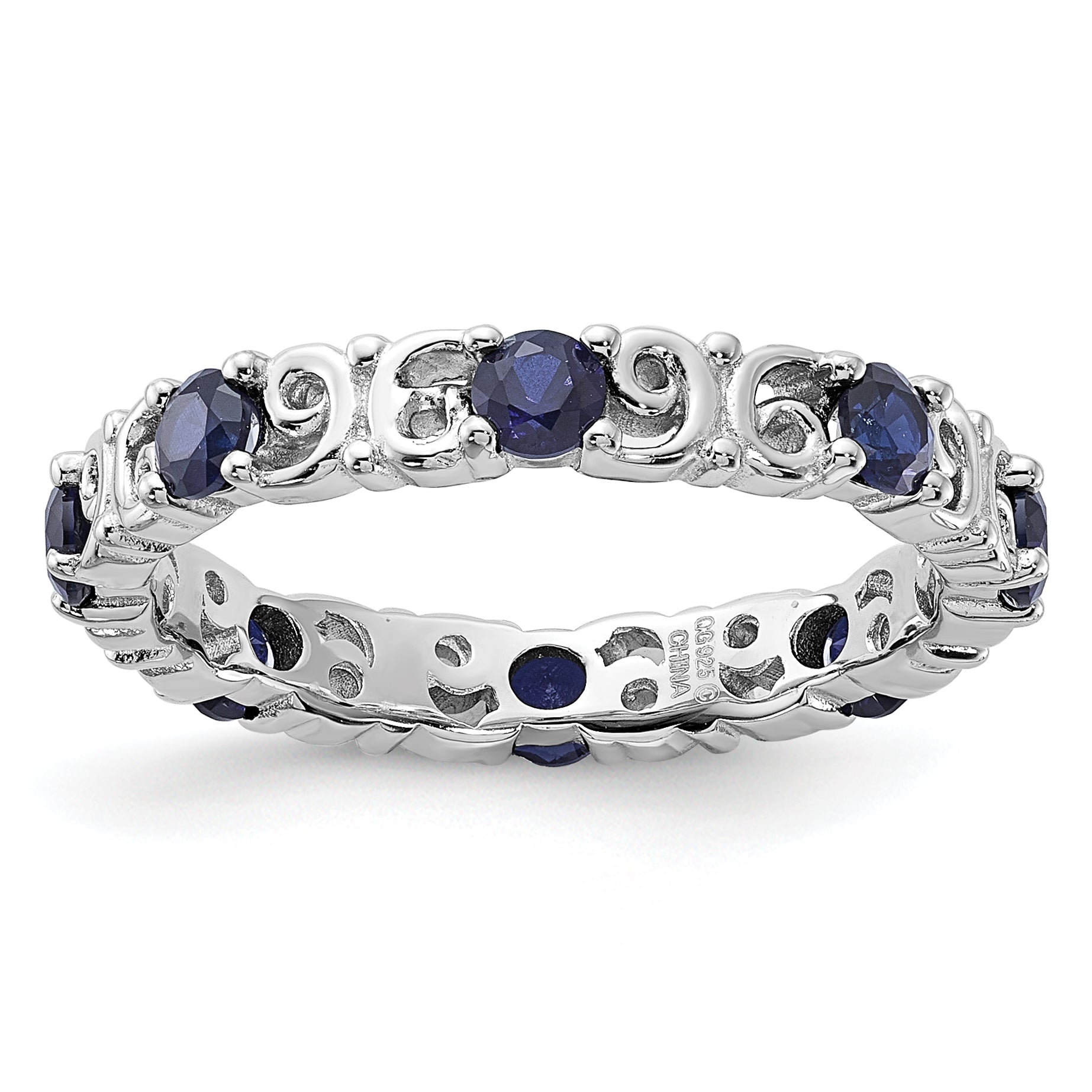 Sterling Silver Stackable Expressions Created Sapphire Ring Main image