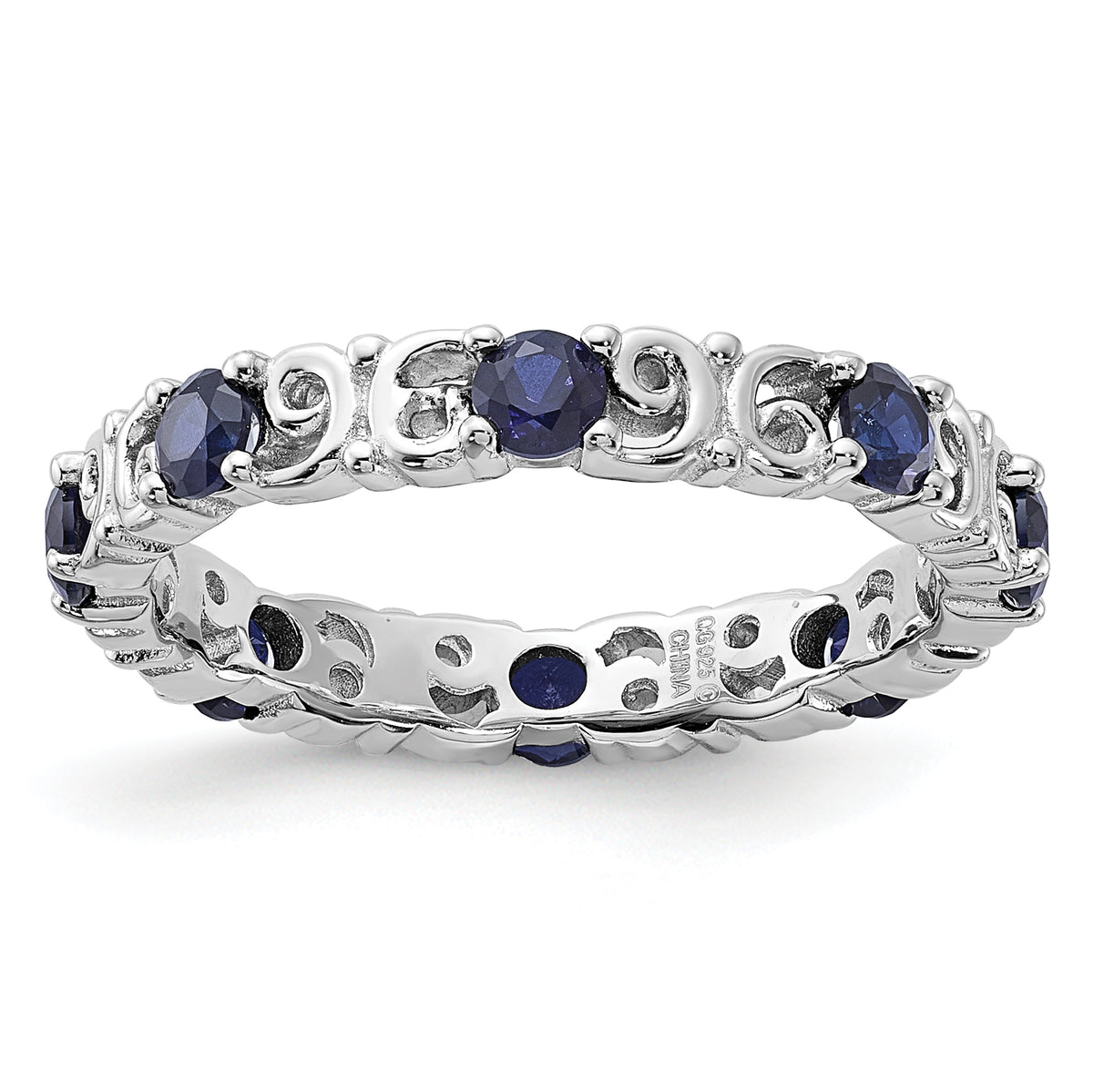 Sterling Silver Stackable Expressions Created Sapphire Ring