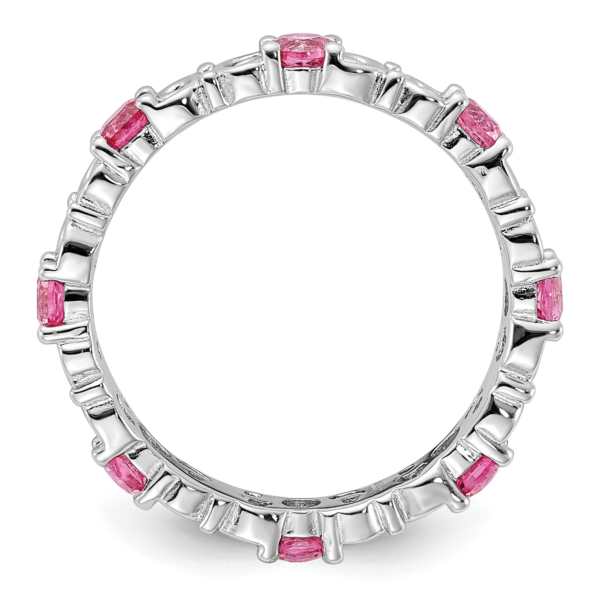Sterling Silver Stackable Expressions Created Pink Sapphire Ring Secondary image