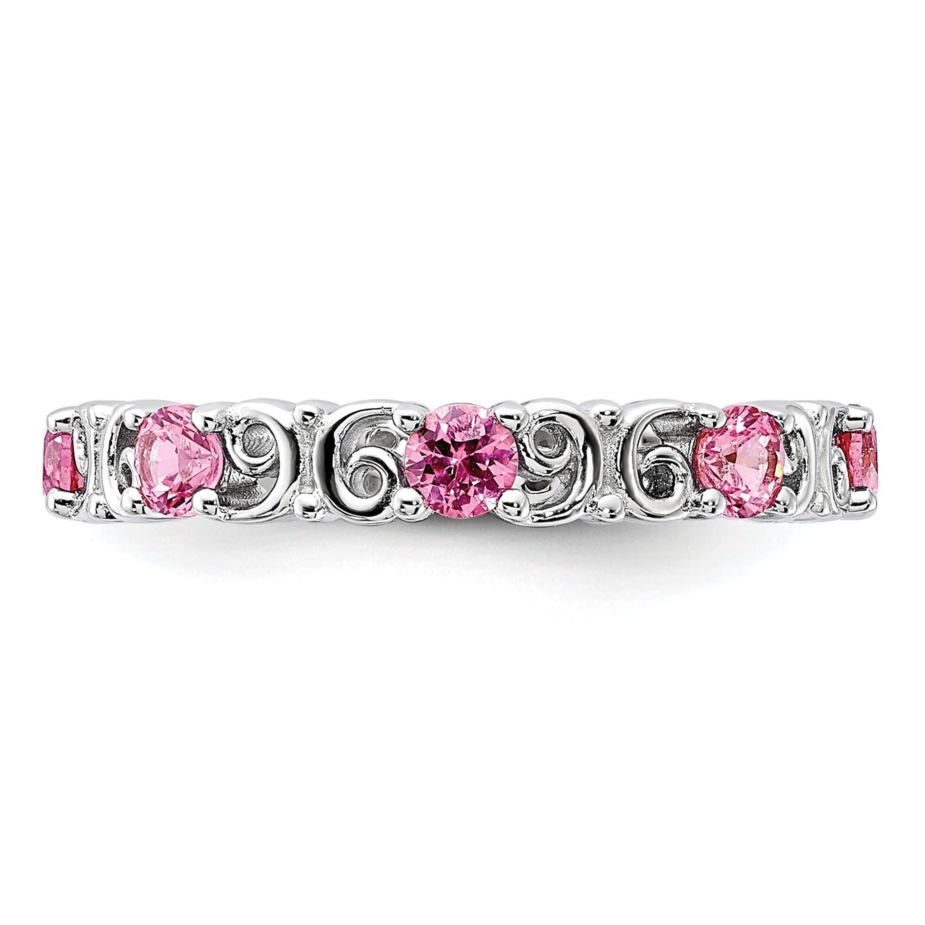 Sterling Silver Stackable Expressions Created Pink Sapphire Ring