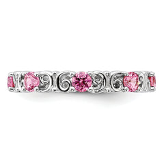 Sterling Silver Stackable Expressions Created Pink Sapphire Ring