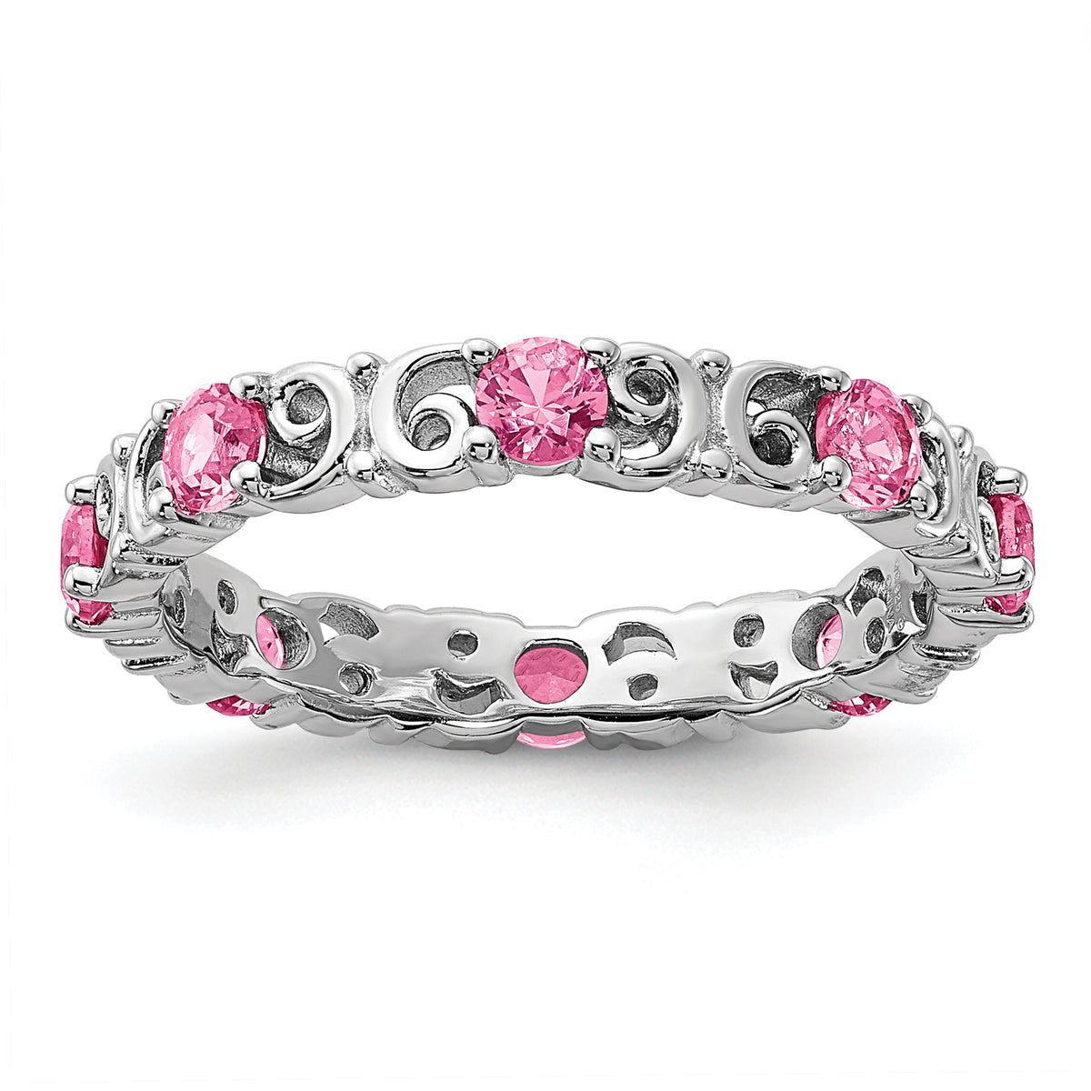 Sterling Silver Stackable Expressions Created Pink Sapphire Ring