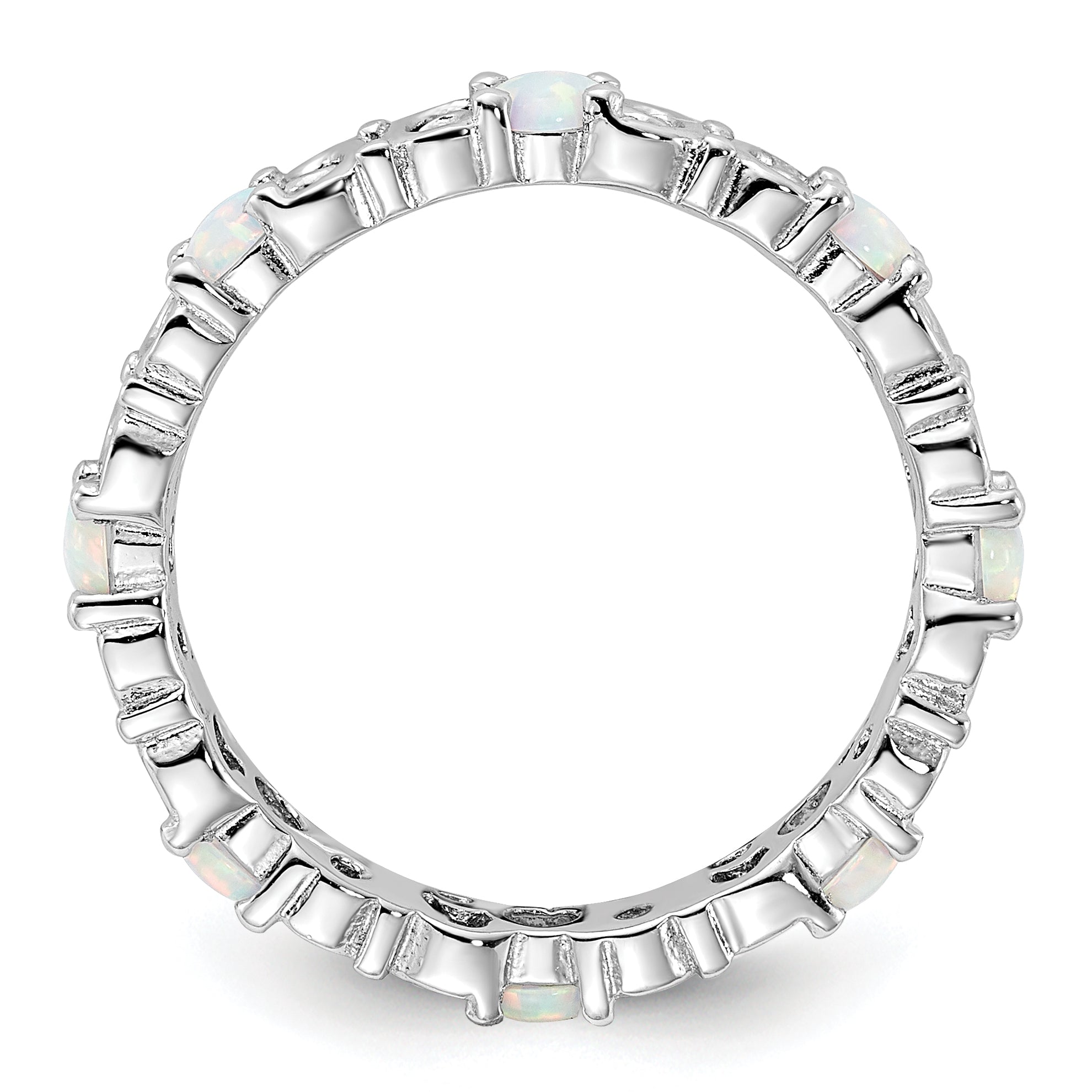Sterling Silver Stackable Expressions Created Opal Ring Secondary image