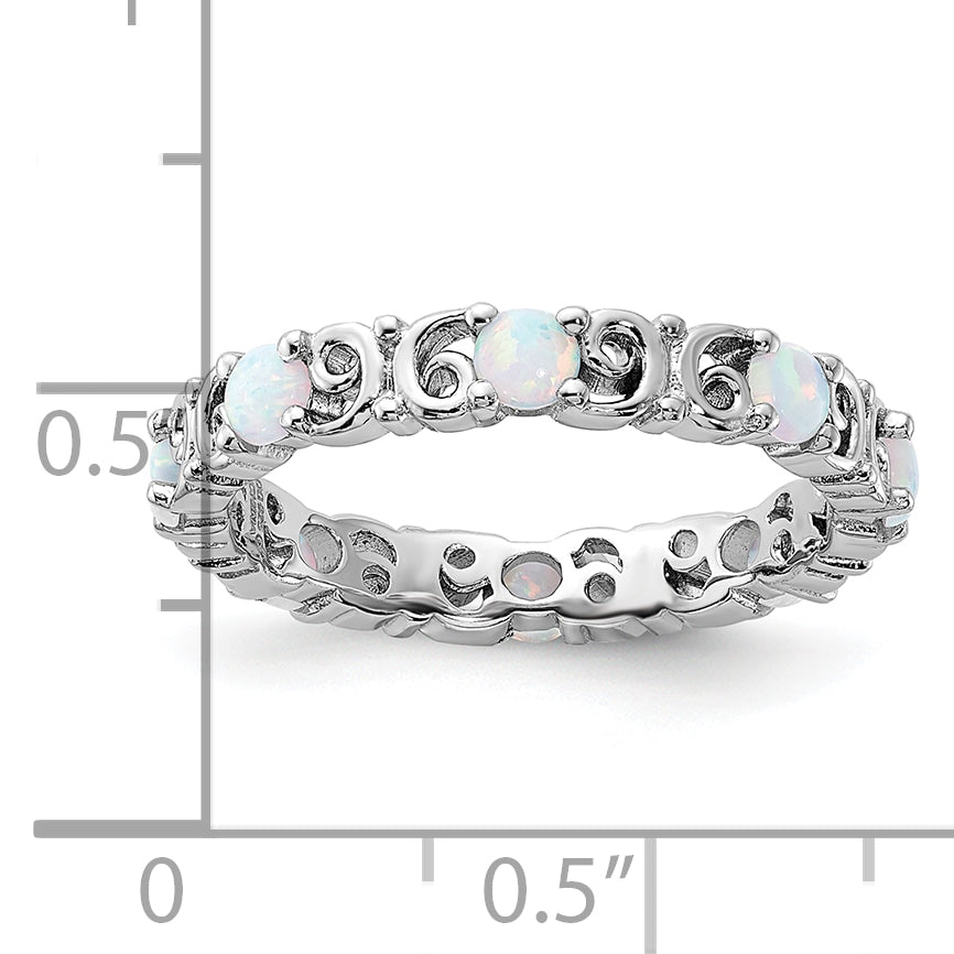 Sterling Silver Stackable Expressions Created Opal Ring