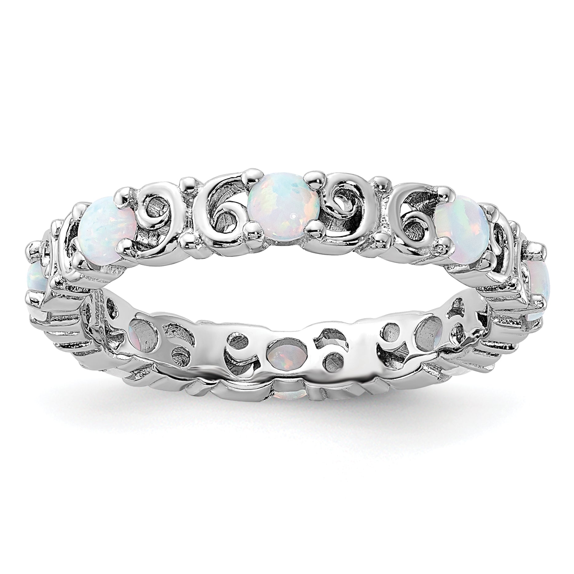 Sterling Silver Stackable Expressions Created Opal Ring Main image