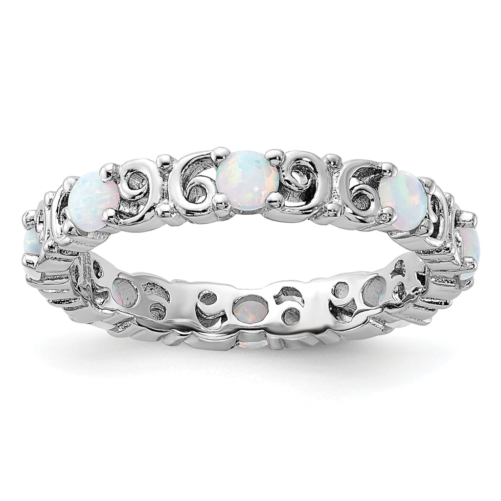 Sterling Silver Stackable Expressions Created Opal Ring