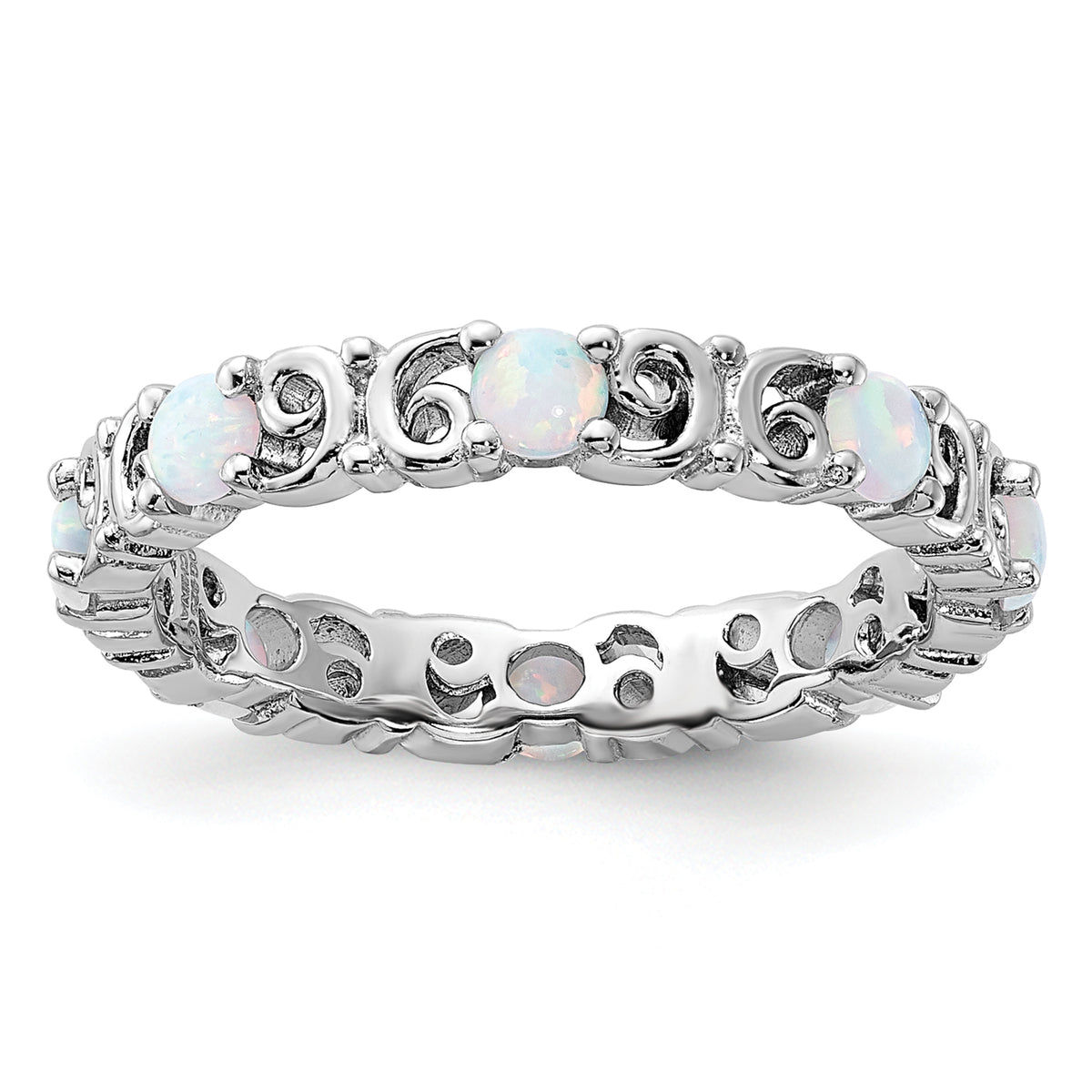 Sterling Silver Stackable Expressions Created Opal Ring