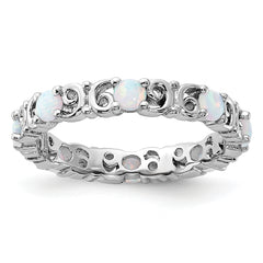 Sterling Silver Stackable Expressions Created Opal Ring