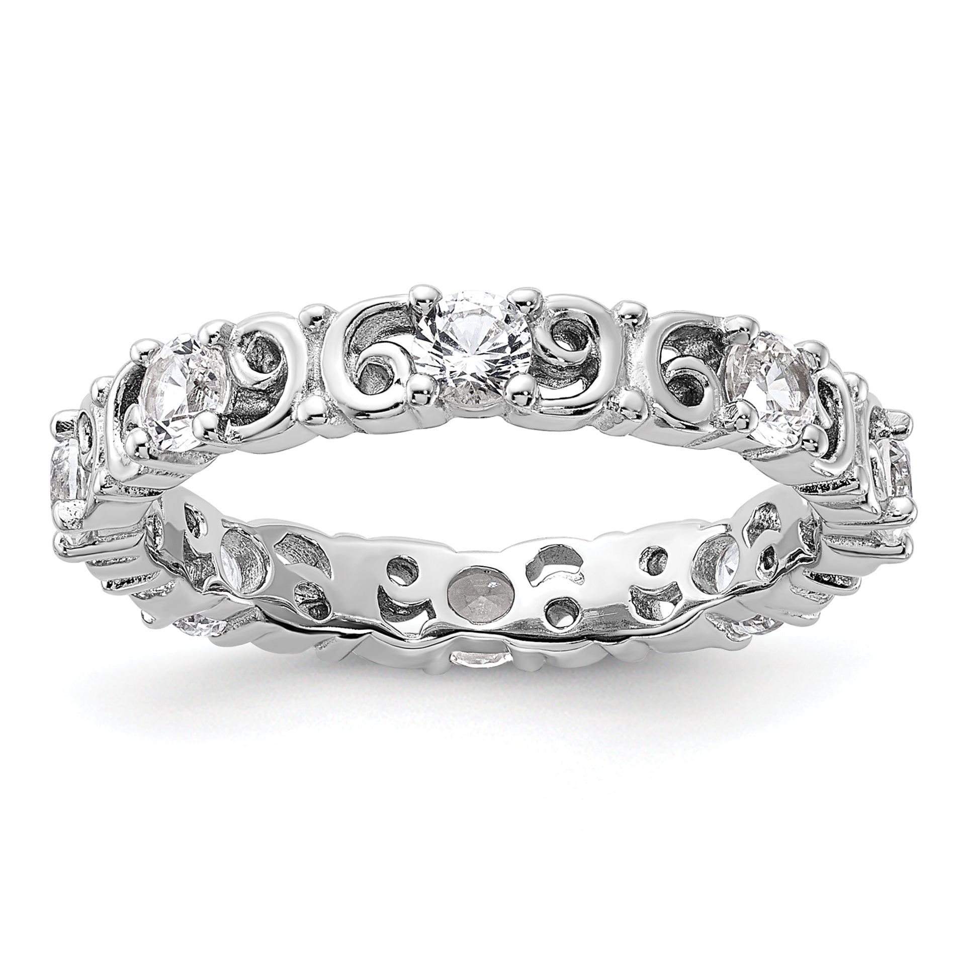 Sterling Silver Stackable Expressions Created White Sapphire Ring
