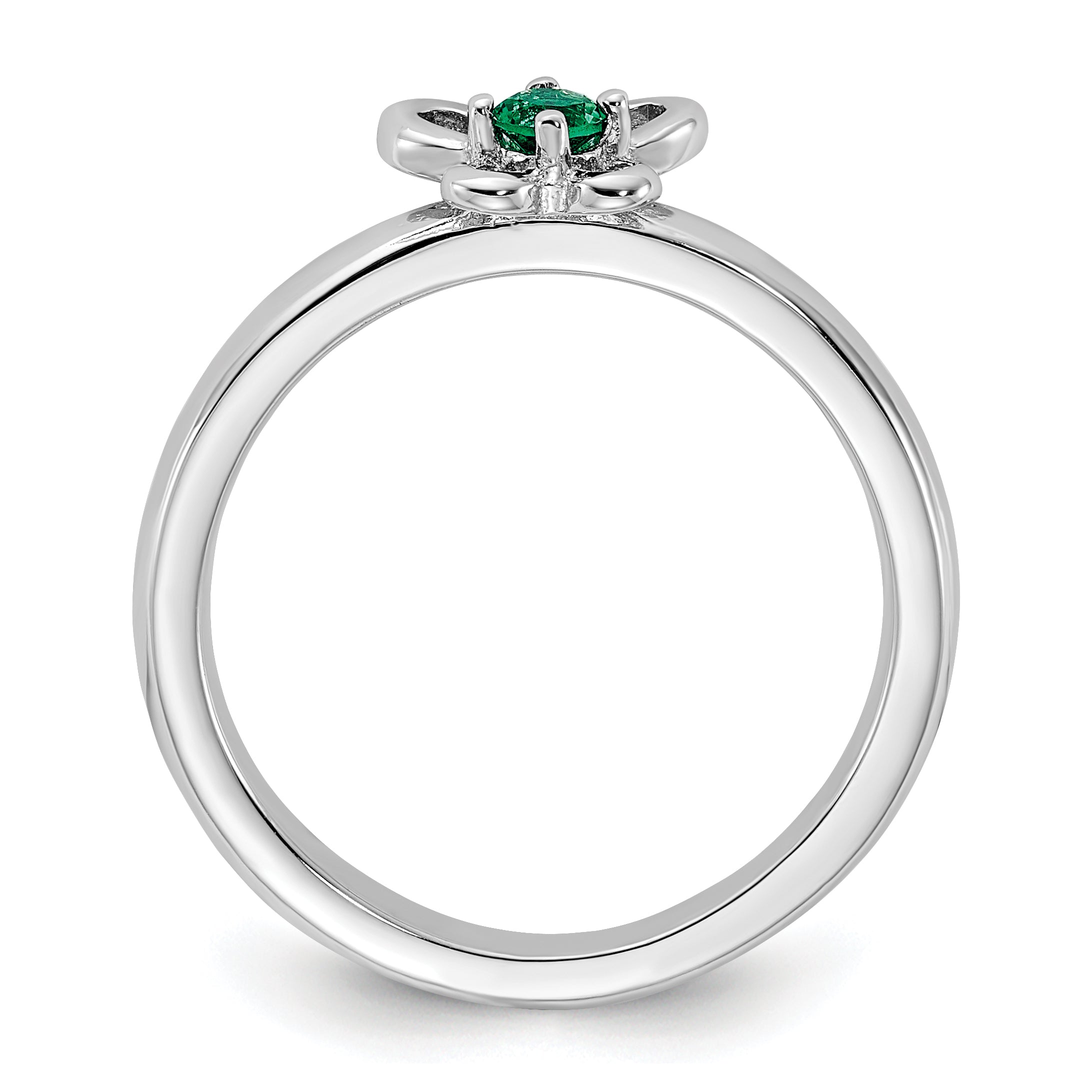 Sterling Silver Stackable Expressions Created Emerald Ring