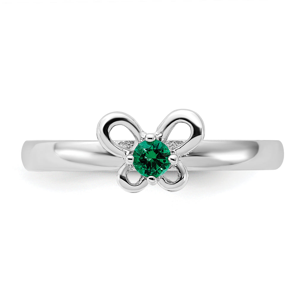 Sterling Silver Stackable Expressions Created Emerald Ring