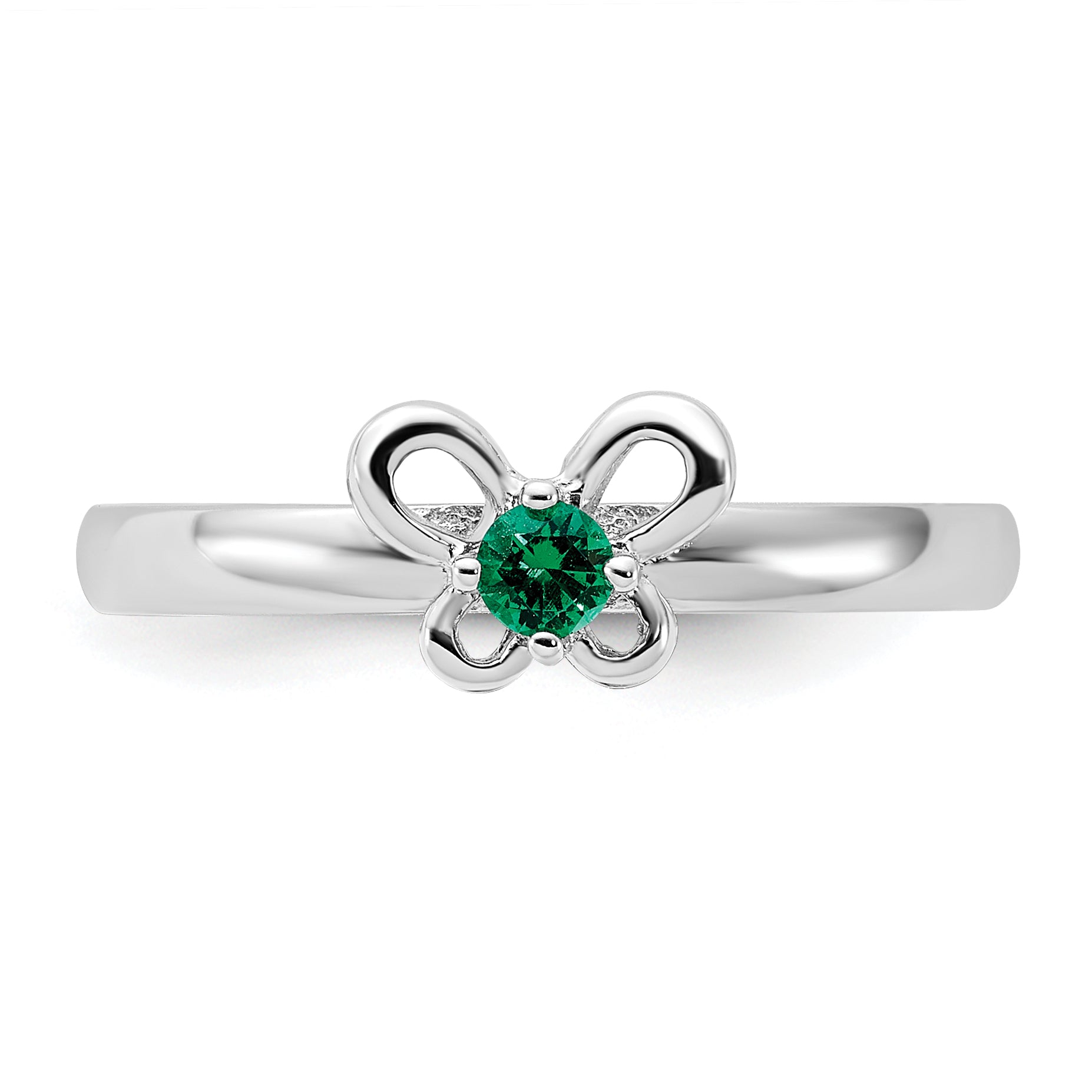 Sterling Silver Stackable Expressions Created Emerald Ring