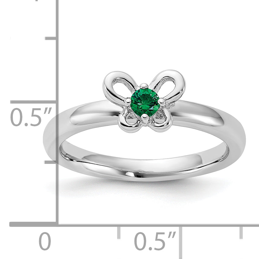 Sterling Silver Stackable Expressions Created Emerald Ring