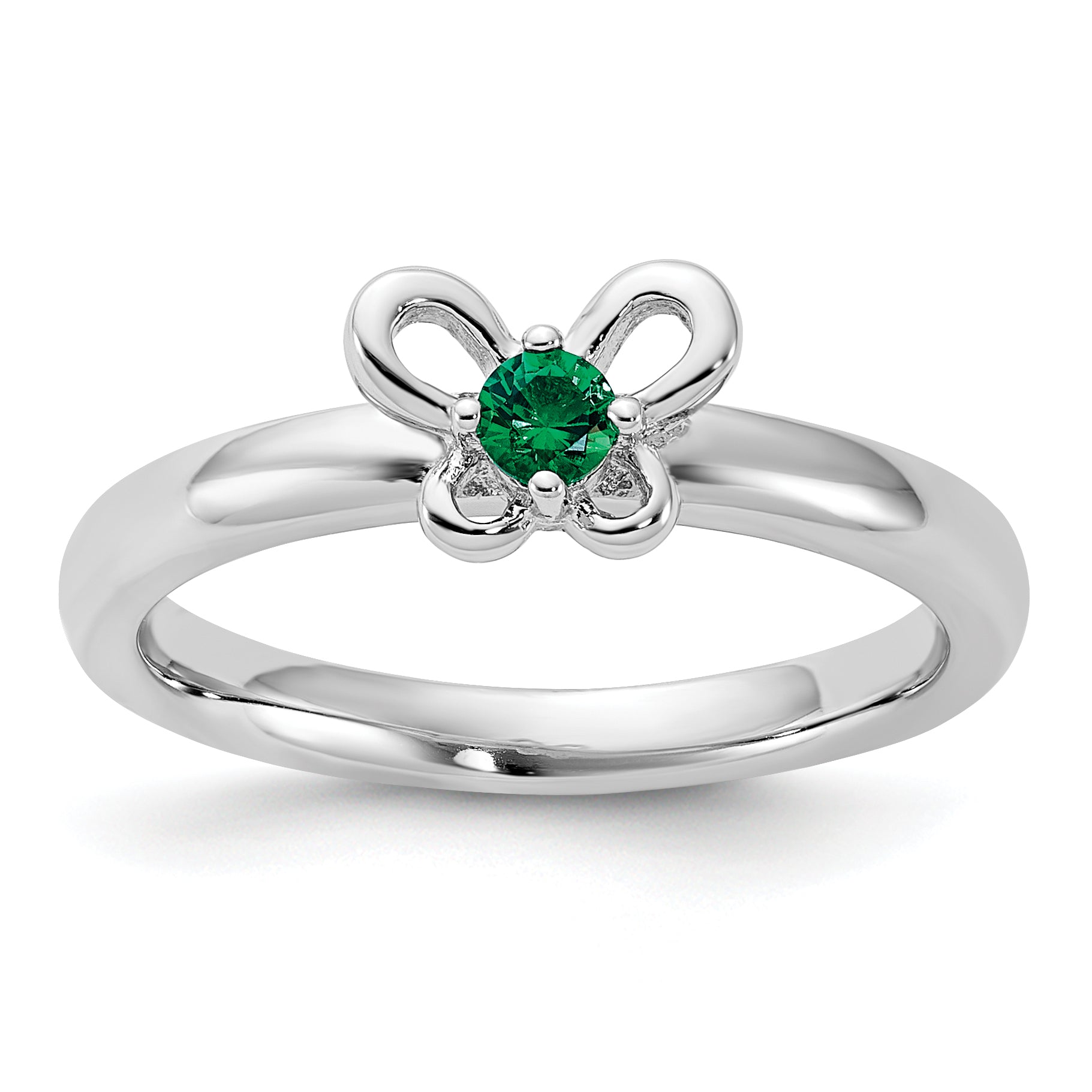 Sterling Silver Stackable Expressions Created Emerald Ring