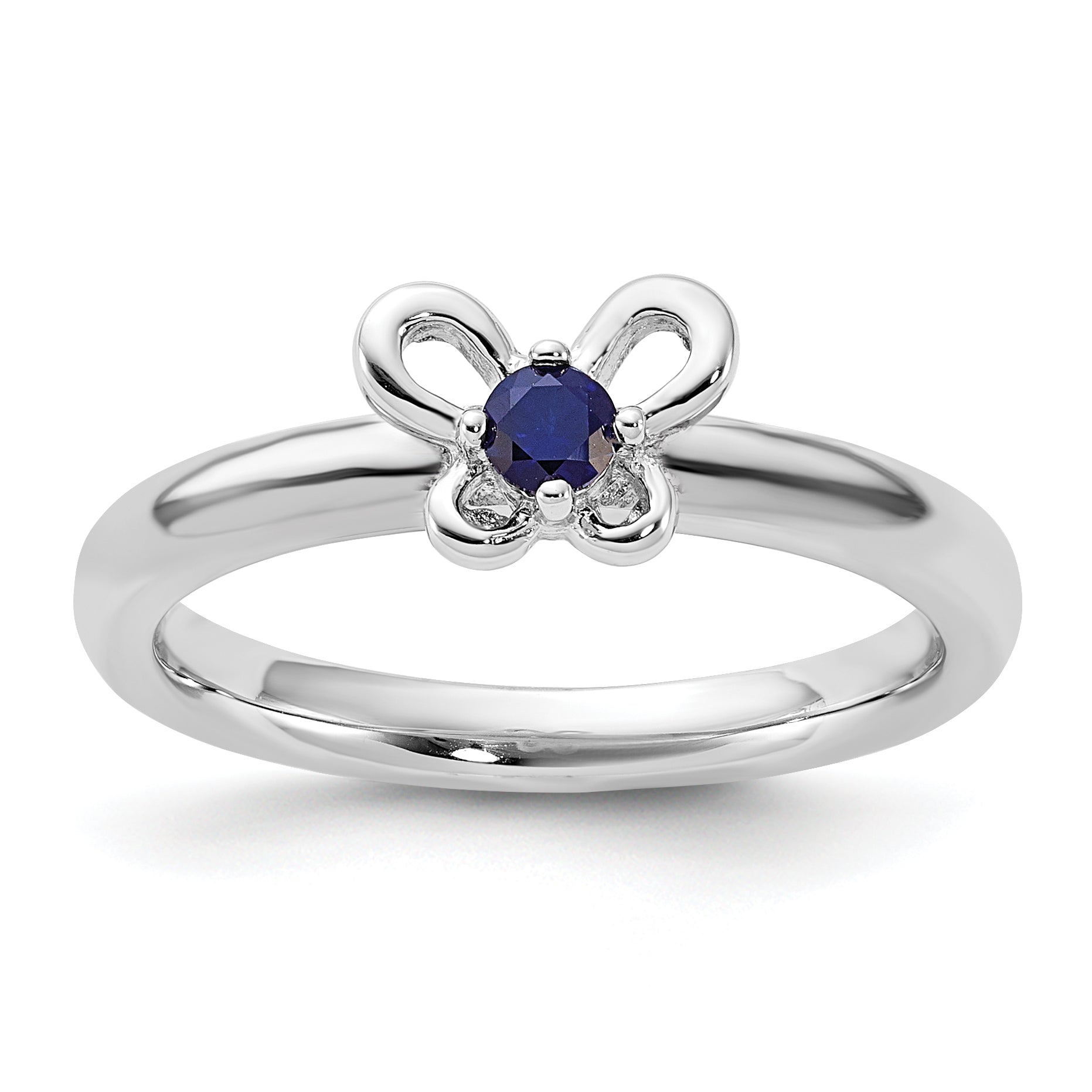 Sterling Silver Stackable Expressions Created Sapphire Ring Main image