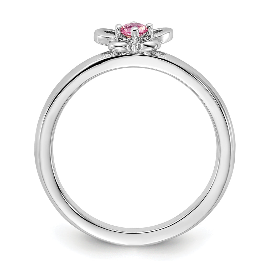 Sterling Silver Stackable Expressions Created Pink Sapphire Ring