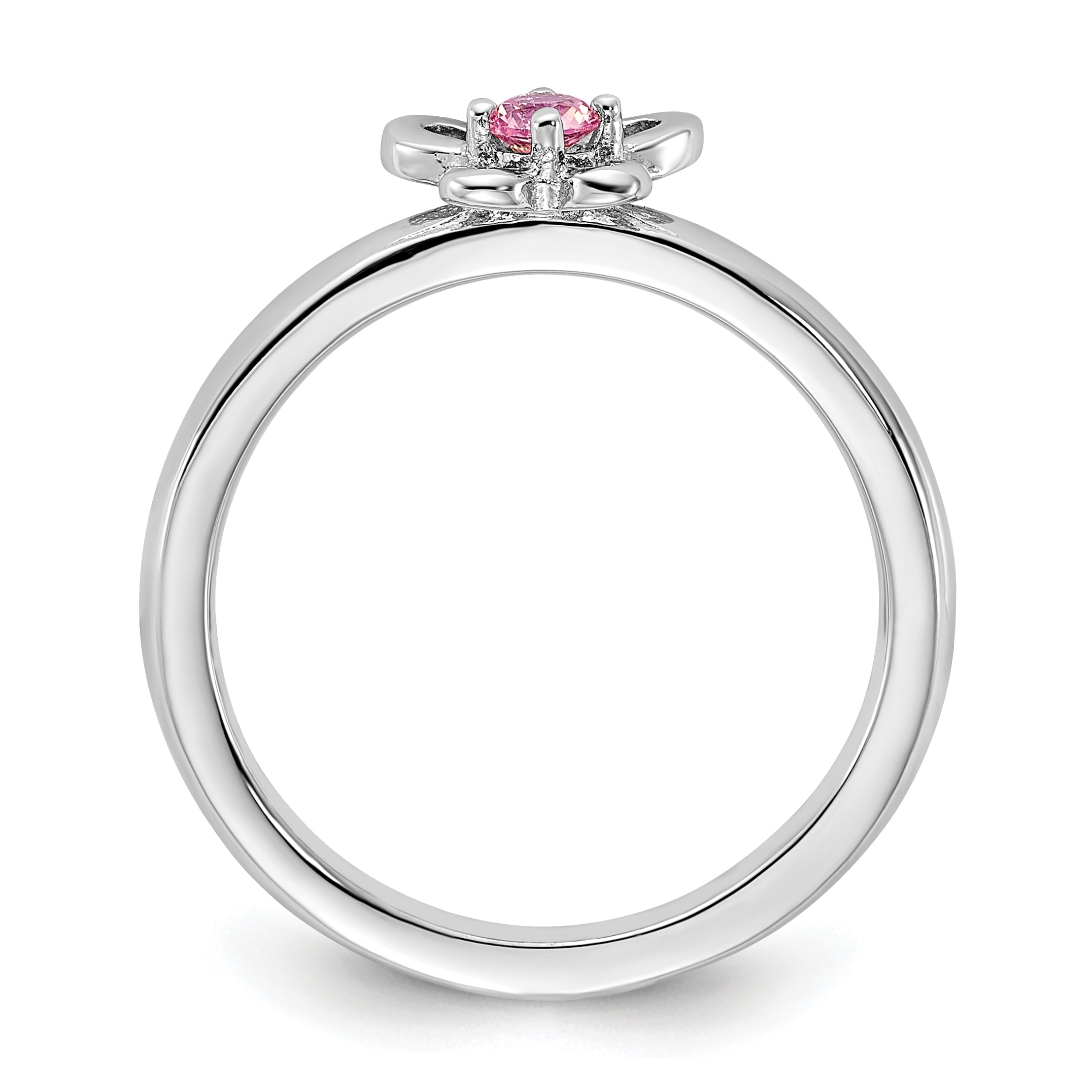 Sterling Silver Stackable Expressions Created Pink Sapphire Ring