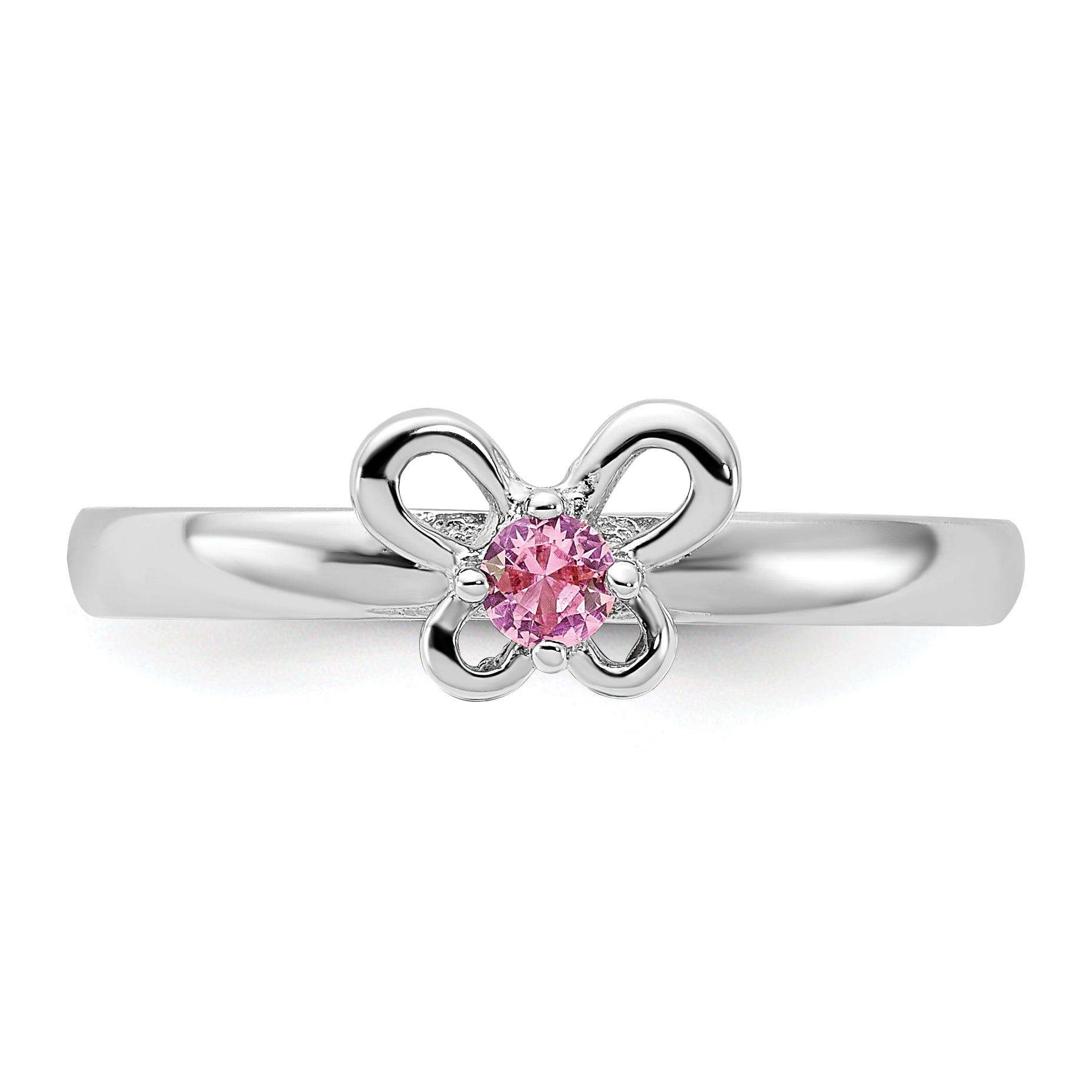 Sterling Silver Stackable Expressions Created Pink Sapphire Ring