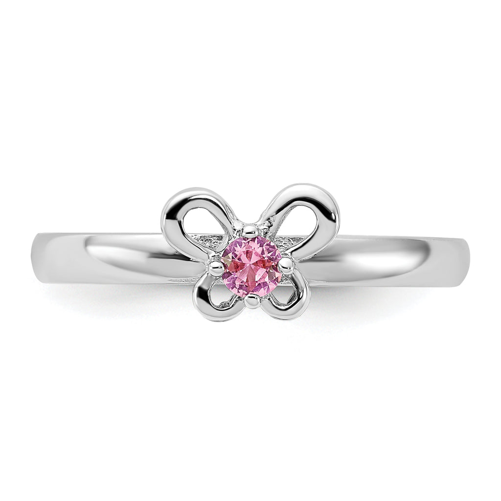 Sterling Silver Stackable Expressions Created Pink Sapphire Ring